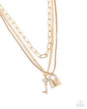 Load image into Gallery viewer, LOCKS of Luck - Gold Paparazzi Accessories