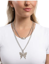 Load image into Gallery viewer, Aerial Arrangement - White Butterfly Necklace - Paparazzi
