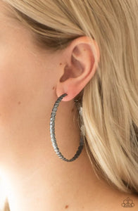 Totally Off The HOOP - Black Earrings - Paparazzi Accessories