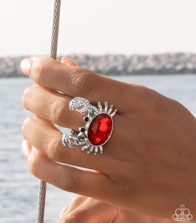 Crab Confidence - red - Paparazzi ring