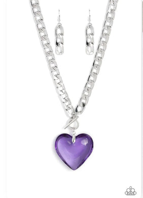 Glassy Hero Necklace  Purple - VJ Bedazzled Jewelry