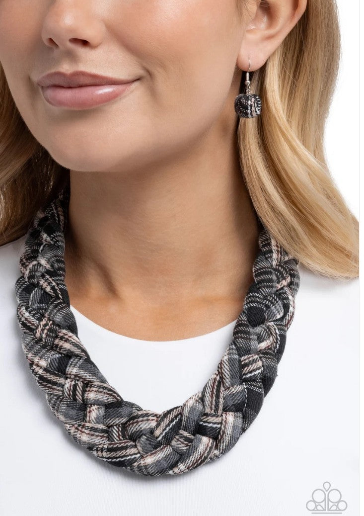 Fine Flannel - black - Paparazzi necklace