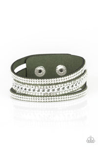 Rollin In Rhinestones - Green Paparazzi Accessories - VJ Bedazzled Jewelry
