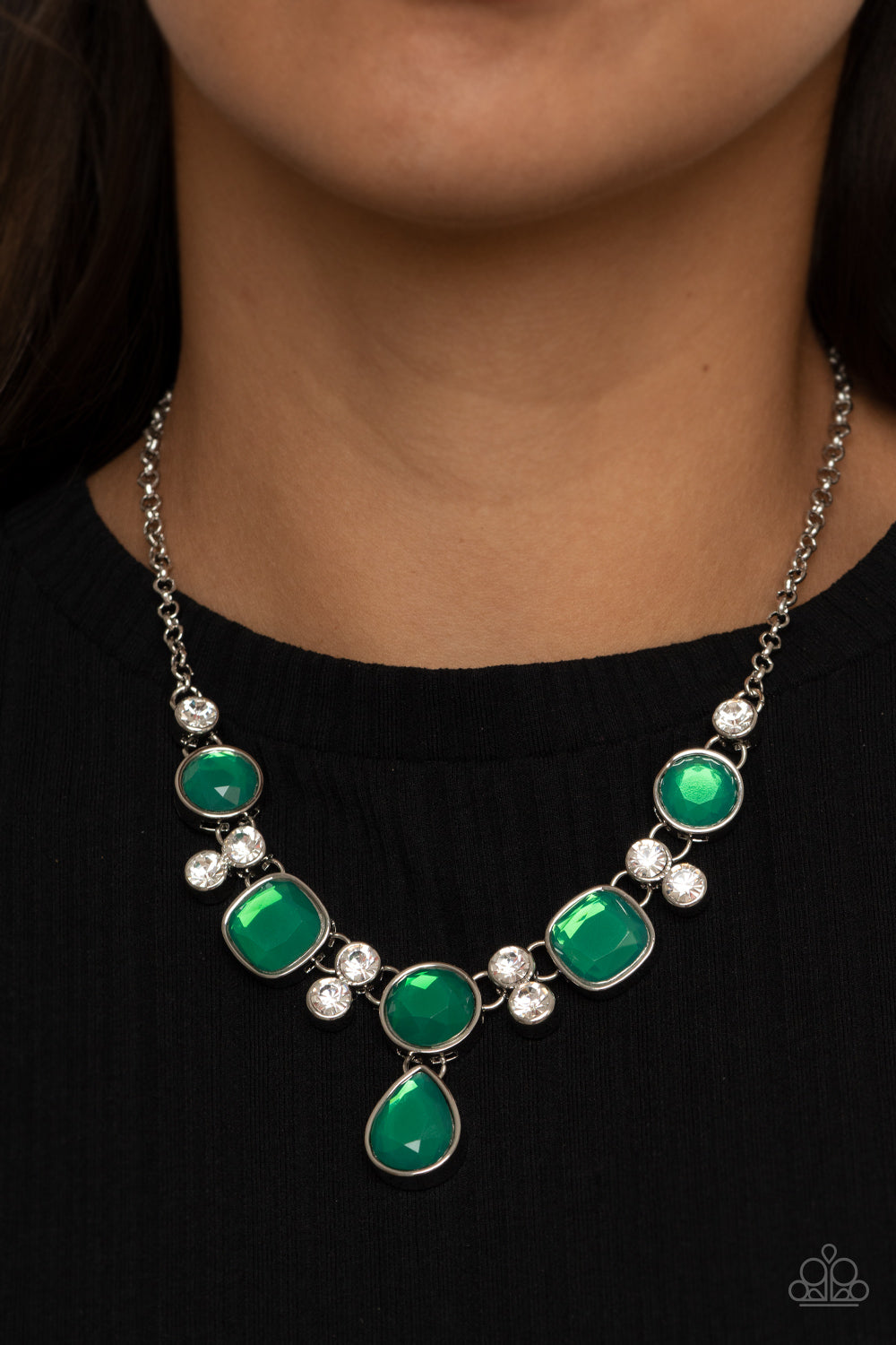 Crystal Cosmos - Green Necklace - VJ Bedazzled Jewelry