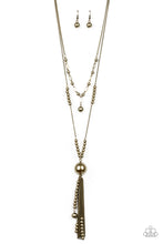 Load image into Gallery viewer, Bold, brass Necklace, long and two layers
