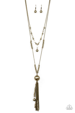 Bold, brass Necklace, long and two layers