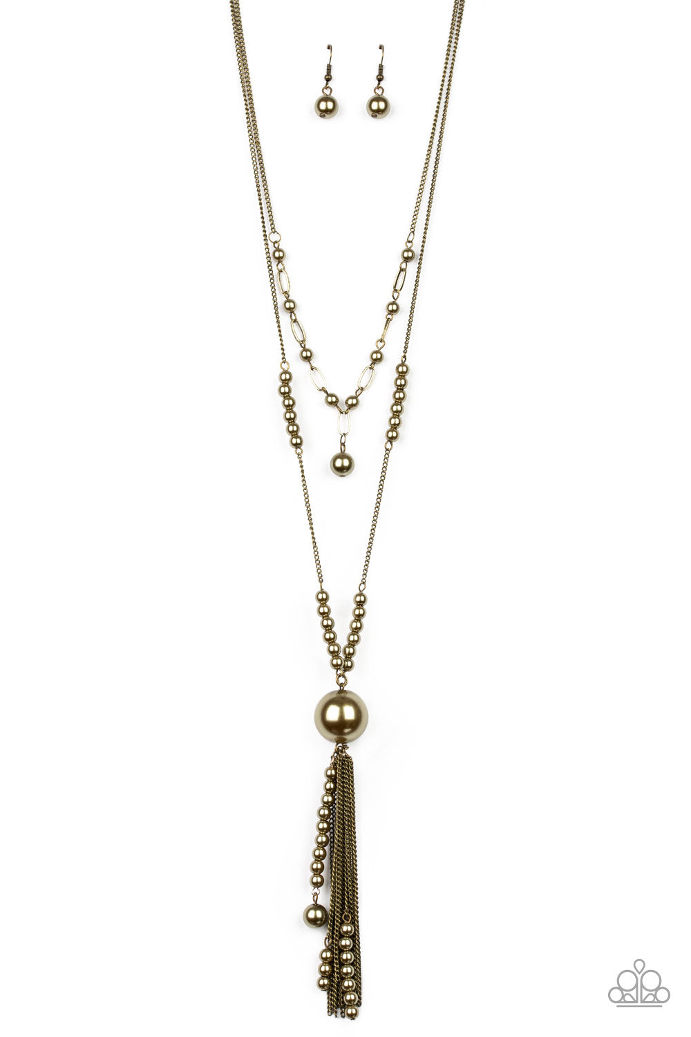 Bold, brass Necklace, long and two layers