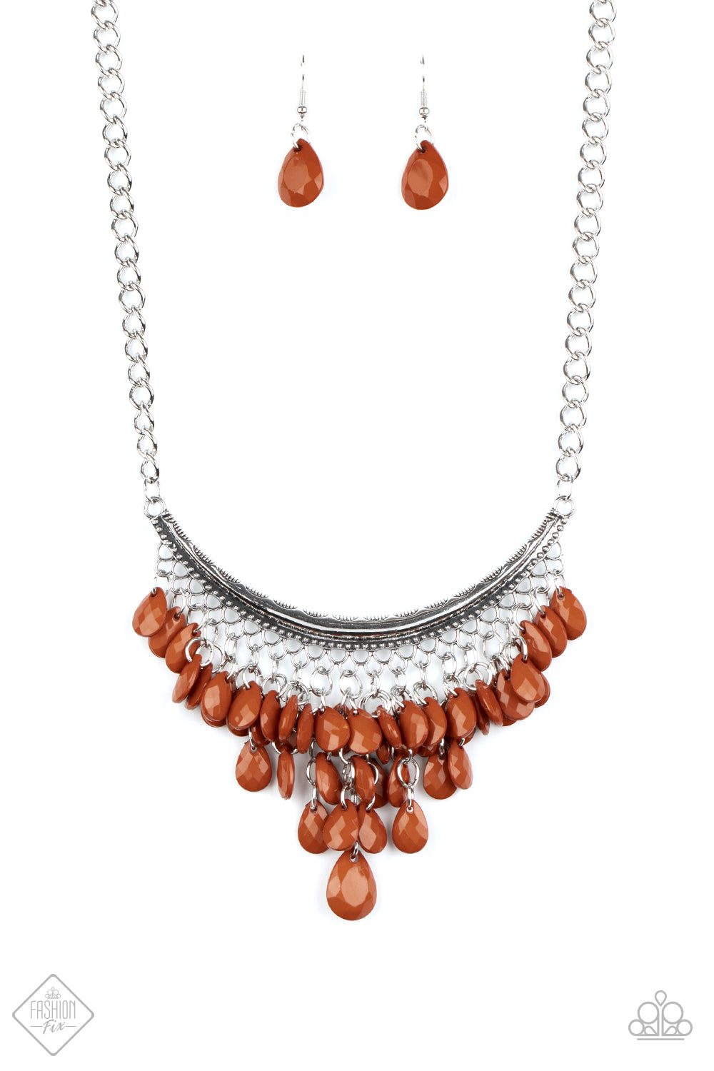Rio Rainfall- Brown and Silver Necklace - VJ Bedazzled Jewelry