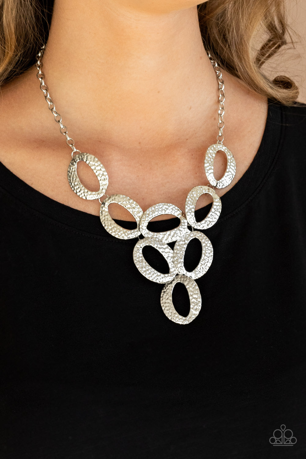 OVAL The Limit - Silver Paparazzi Accessories - VJ Bedazzled Jewelry