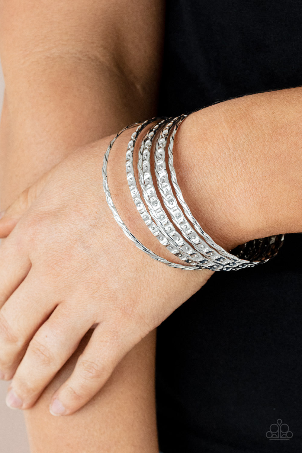 Back-To-Back Stacks - Silver - VJ Bedazzled Jewelry