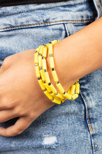 Radiantly Retro - Yellow - VJ Bedazzled Jewelry