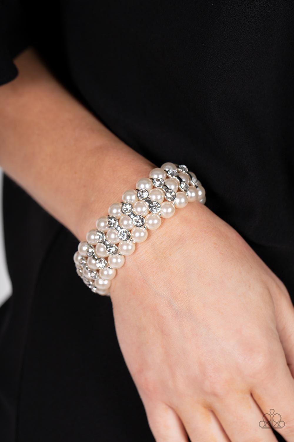 Eiffel Tower Elegance - White- Paparazzi Accessories - VJ Bedazzled Jewelry
