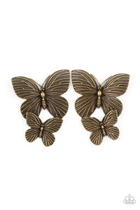 Blushing Butterflies - Brass- Paparazzi Accessories - VJ Bedazzled Jewelry