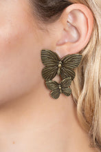 Load image into Gallery viewer, Blushing Butterflies - Brass- Paparazzi Accessories - VJ Bedazzled Jewelry
