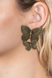 Blushing Butterflies - Brass- Paparazzi Accessories - VJ Bedazzled Jewelry