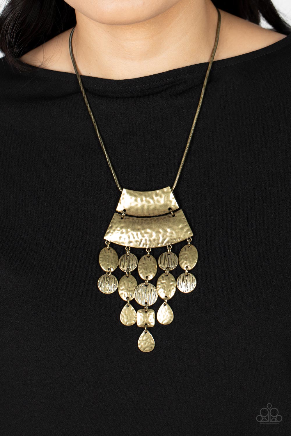 Totem Trek - Brass - Paparazzi Accessories - VJ Bedazzled Jewelry
