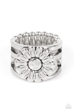Roadside Daisies - Silver - Paparazzi Accessories - VJ Bedazzled Jewelry