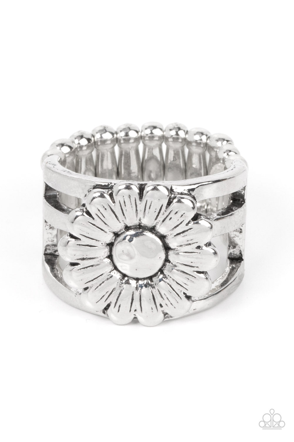 Roadside Daisies - Silver - Paparazzi Accessories - VJ Bedazzled Jewelry