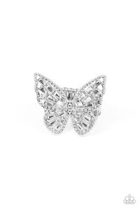 Bright-Eyed Butterfly - White - Paparazzi Accessories - VJ Bedazzled Jewelry