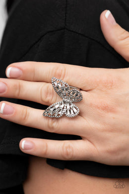 Bright-Eyed Butterfly - White - Paparazzi Accessories - VJ Bedazzled Jewelry