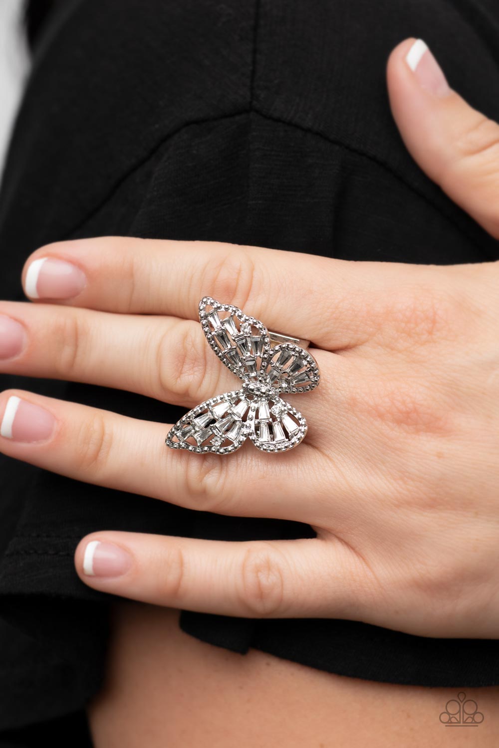 Bright-Eyed Butterfly - White - Paparazzi Accessories - VJ Bedazzled Jewelry
