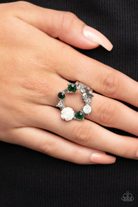 Butterfly Bustle - Green Ring - Paparazzi Accessories - VJ Bedazzled Jewelry