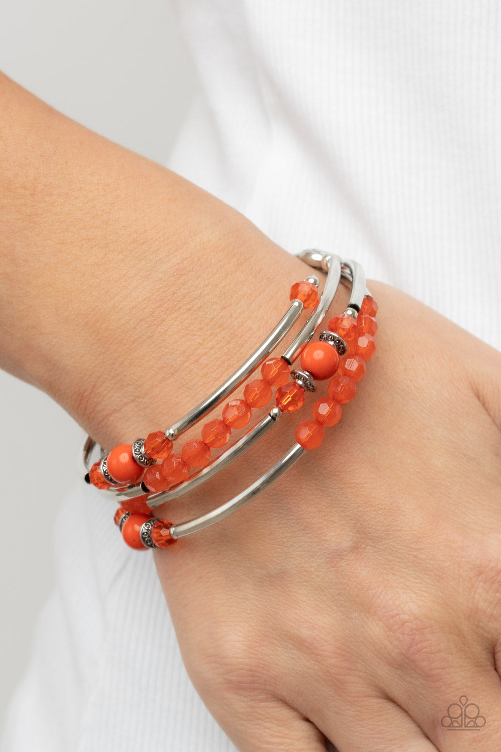 Whimsically Whirly - Orange- Paparazzi Accessories - VJ Bedazzled Jewelry