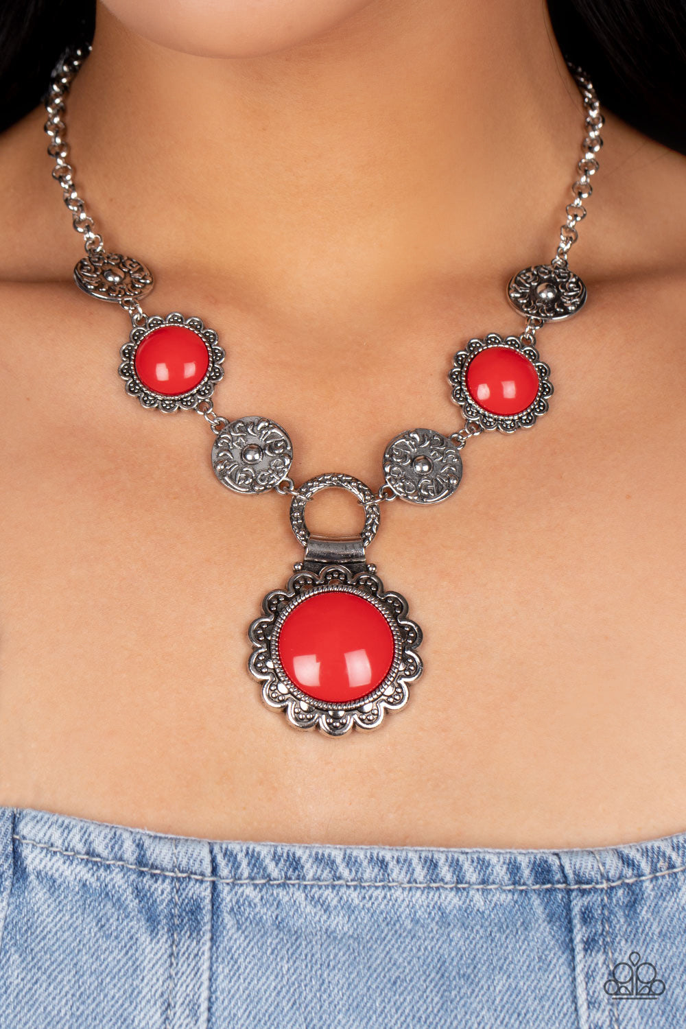 Poppy Persuasion - Red - Paparazzi Accessories - VJ Bedazzled Jewelry
