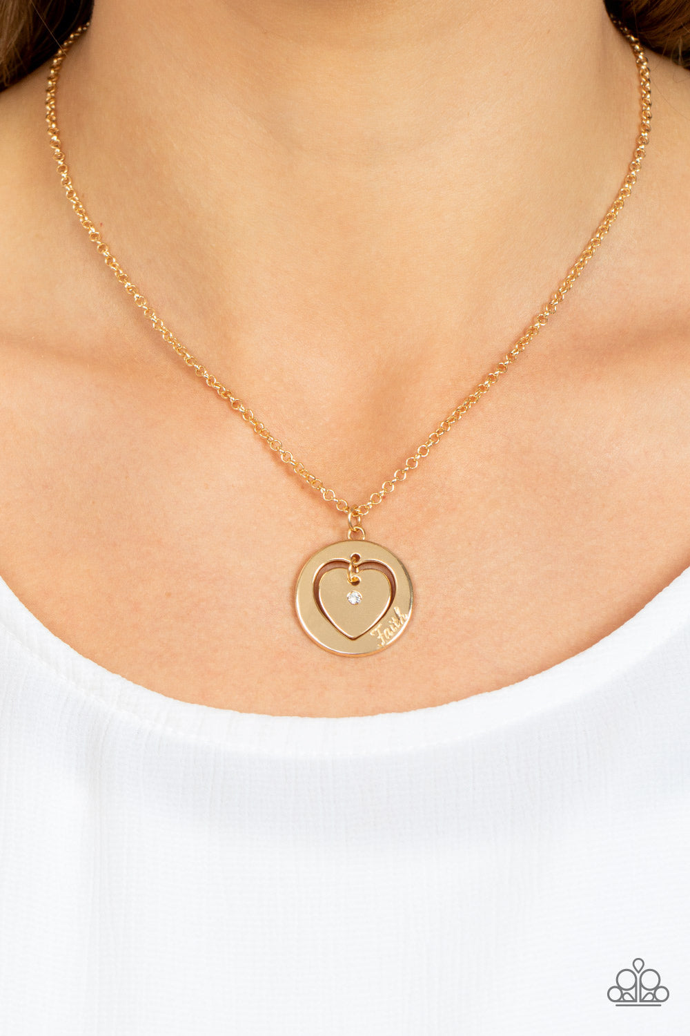 Heart Full of Faith - Gold - Paparazzi Accessories - VJ Bedazzled Jewelry