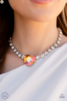Heart in My Throat - Orange- Paparazzi Accessories - VJ Bedazzled Jewelry