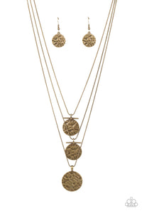 Dizzying Discs - Brass- Paparazzi Accessories - VJ Bedazzled Jewelry