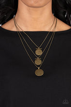 Load image into Gallery viewer, Dizzying Discs - Brass- Paparazzi Accessories - VJ Bedazzled Jewelry
