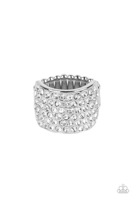 Edgy Effulgence - White Paparazzi Accessories - VJ Bedazzled Jewelry