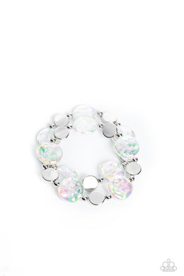 Discus Throw - White Paparazzi Accessories - VJ Bedazzled Jewelry