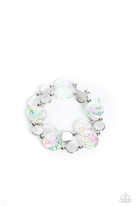 Discus Throw - White Paparazzi Accessories - VJ Bedazzled Jewelry