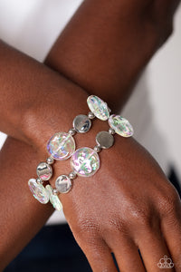 Discus Throw - White Paparazzi Accessories - VJ Bedazzled Jewelry