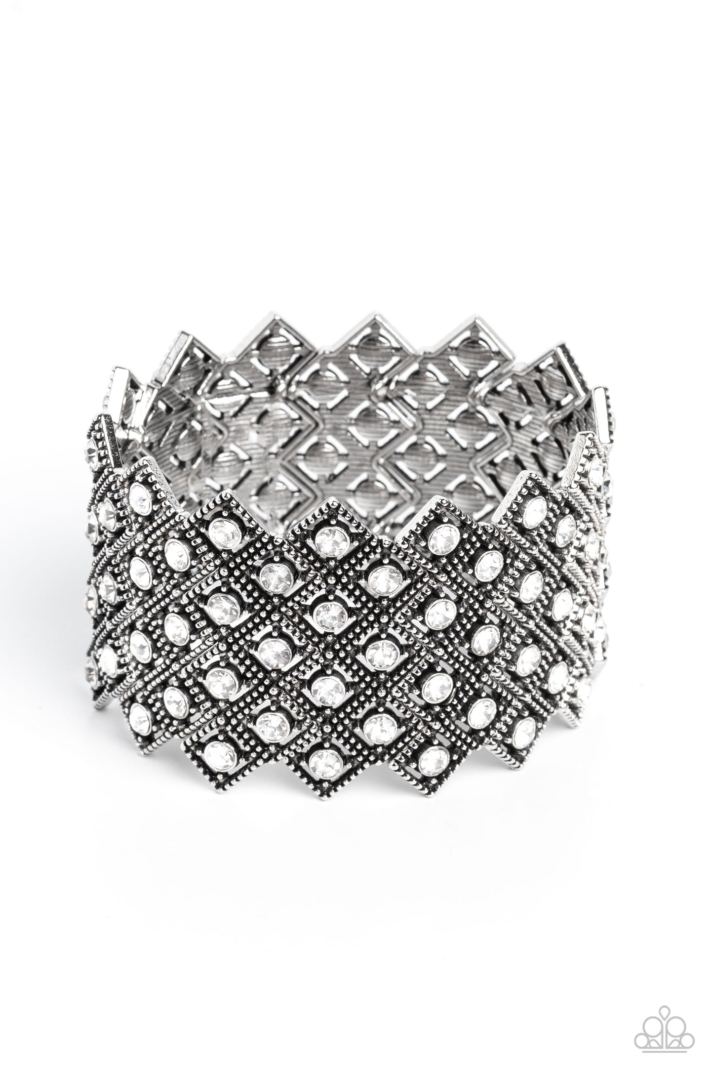 DECO in the Rough - White Paparazzi Accessories - VJ Bedazzled Jewelry