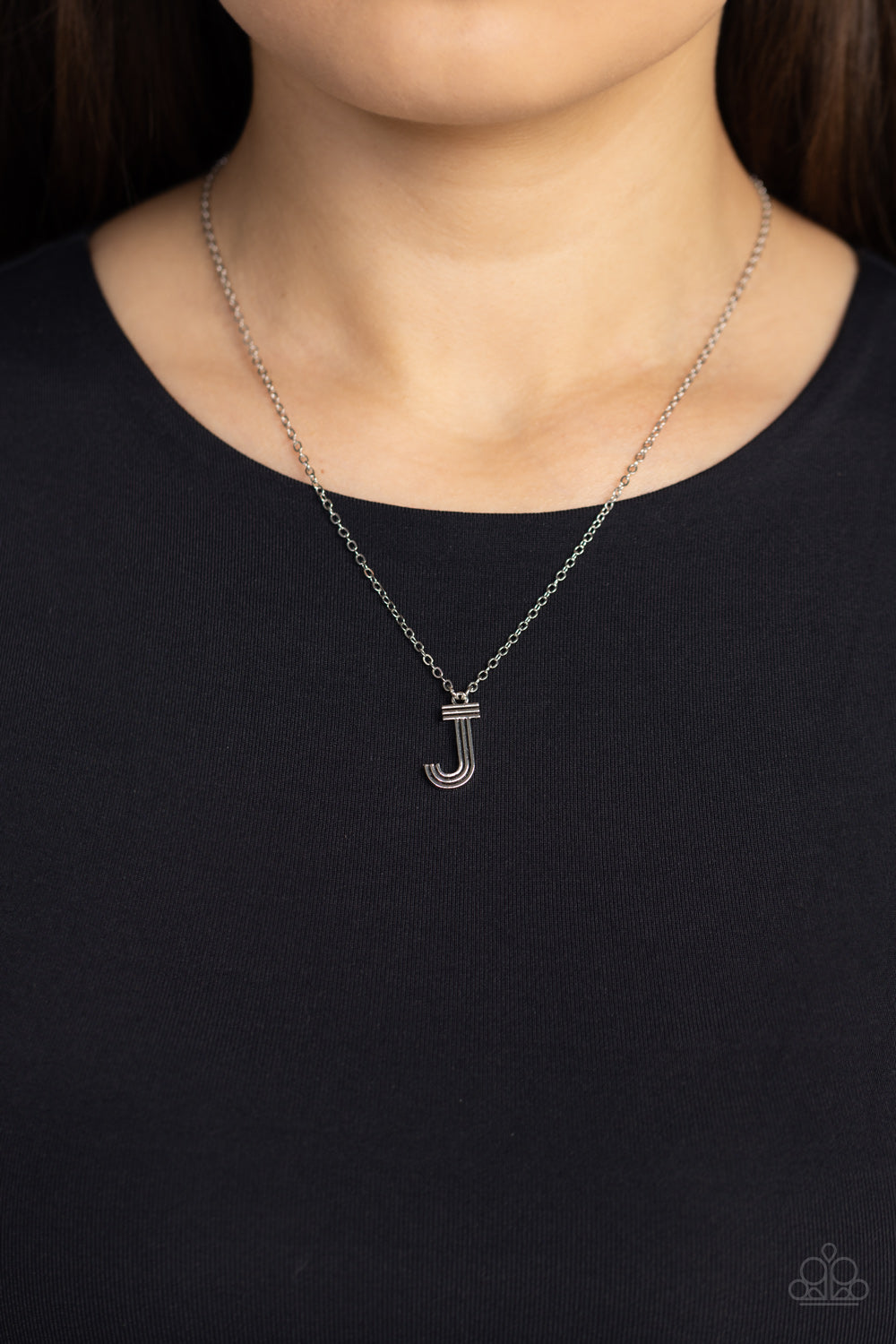 Leave Your Initials - Silver - J Paparazzi Accessrories - VJ Bedazzled Jewelry