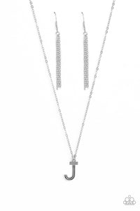 Leave Your Initials - Silver - J Paparazzi Accessrories - VJ Bedazzled Jewelry
