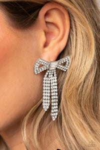 Just BOW With It - White Paparazzi Accessories - VJ Bedazzled Jewelry