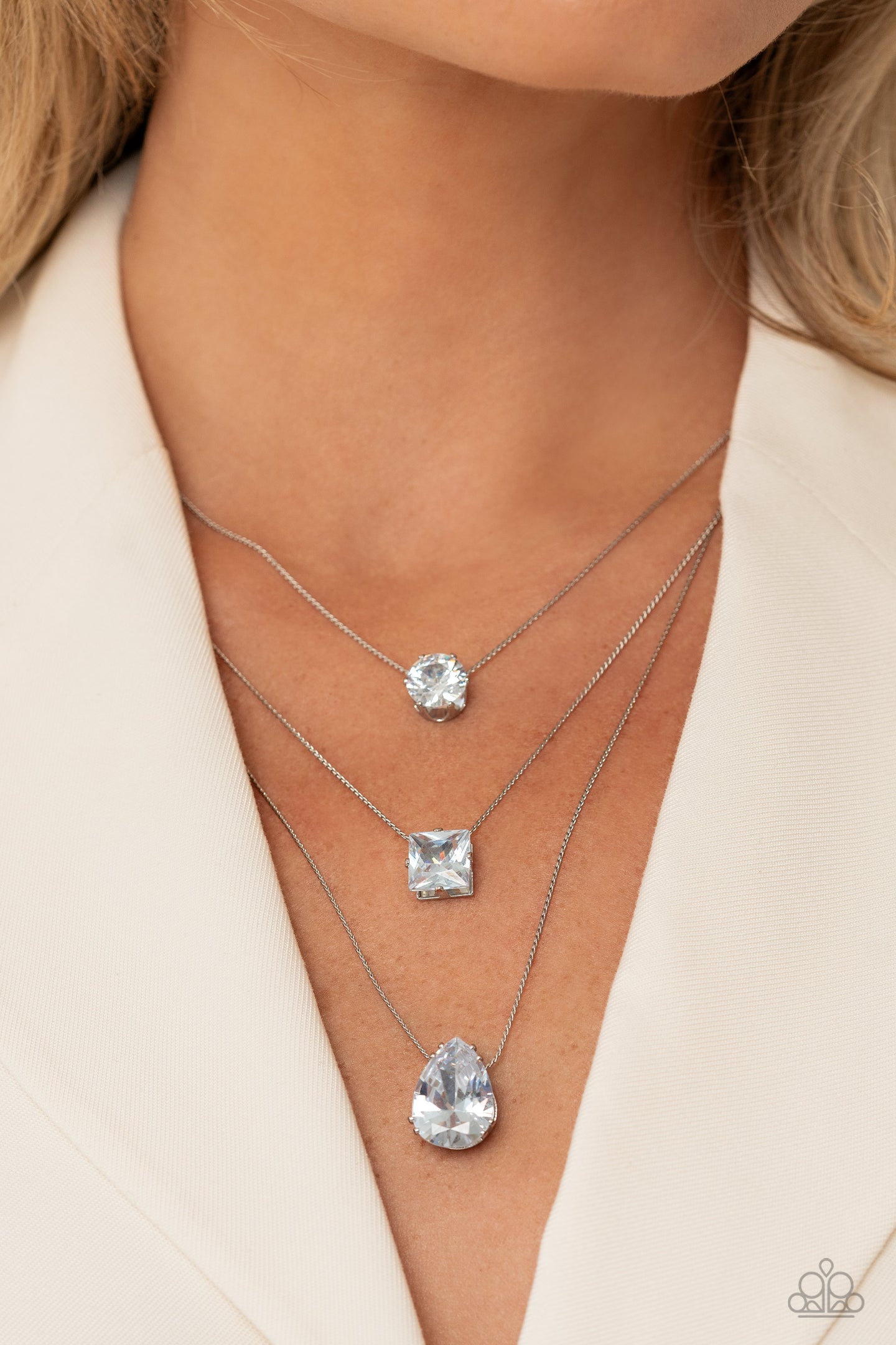 Lustrous Layers - White Paparazzi Accessories - VJ Bedazzled Jewelry