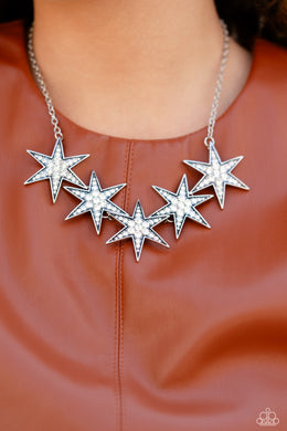 Rockstar Ready - White Paparazzi Accessories - VJ Bedazzled Jewelry