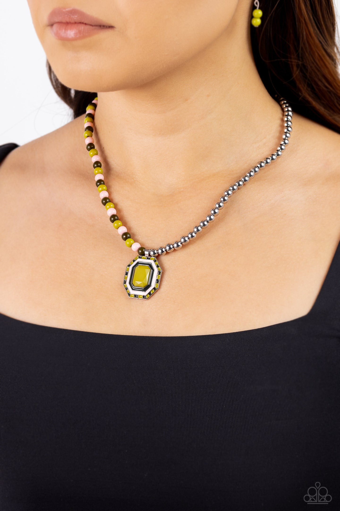 Contrasting Candy - Green Paparazzi Accessories - VJ Bedazzled Jewelry
