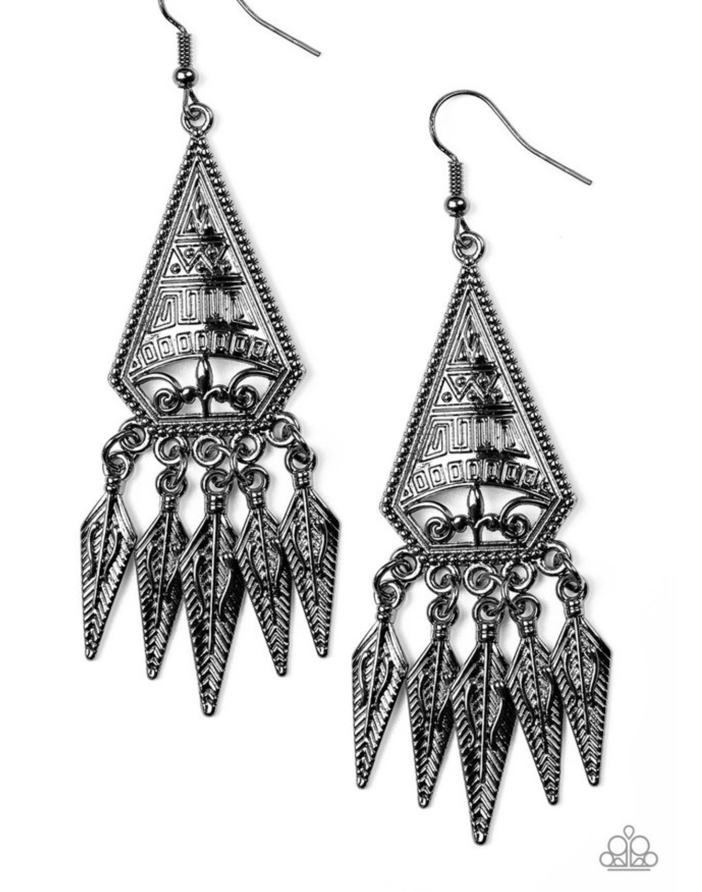 Me Oh MAYAN - Black  - Earrings - VJ Bedazzled Jewelry