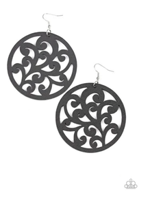 Fresh Off The Vine - Black Wooden Earrings - VJ Bedazzled Jewelry