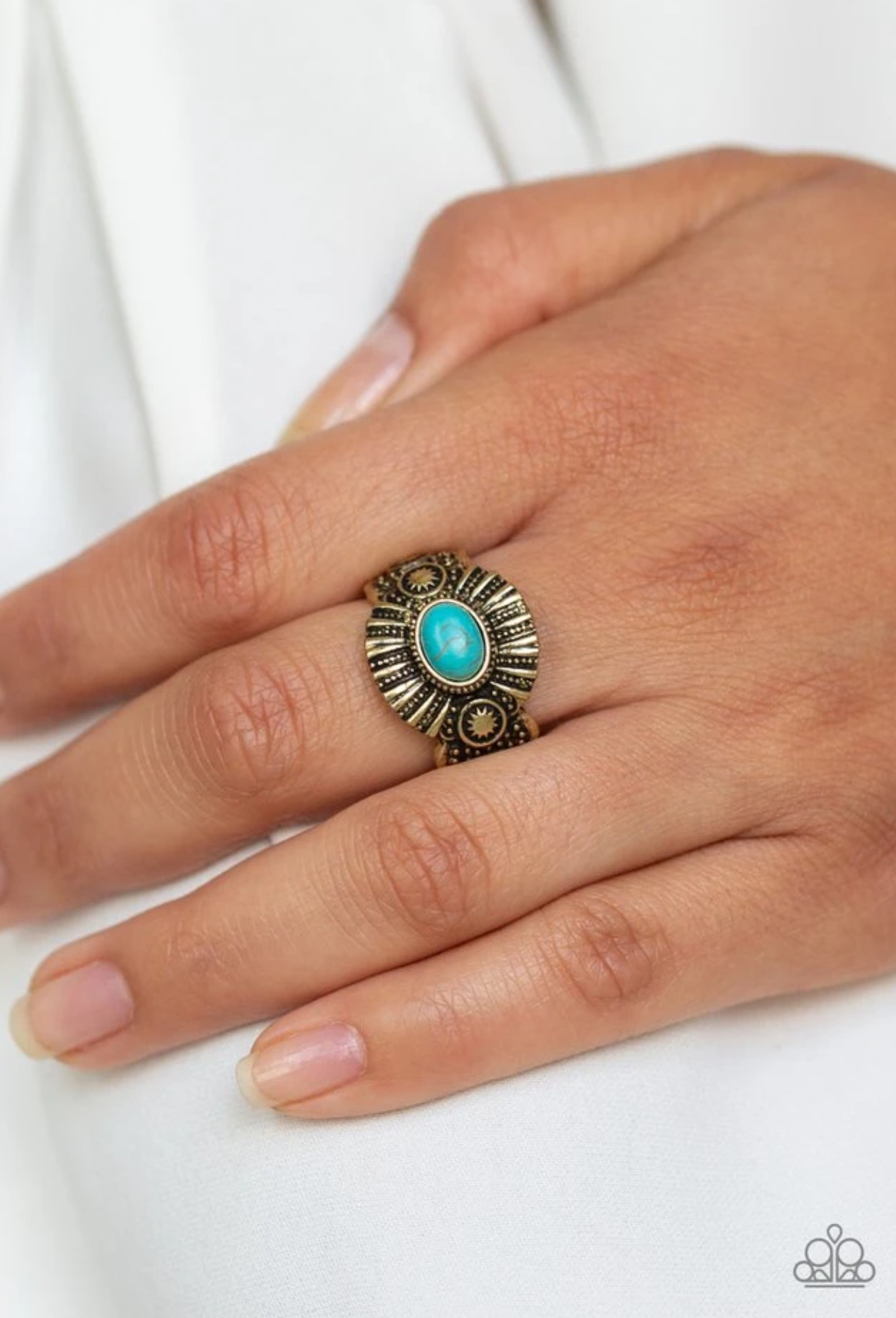 Thirst Quencher - Brass Ring - Paparazzi - VJ Bedazzled Jewelry