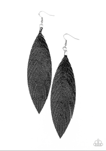 Feather Fantasy - Black Earrings - VJ Bedazzled Jewelry
