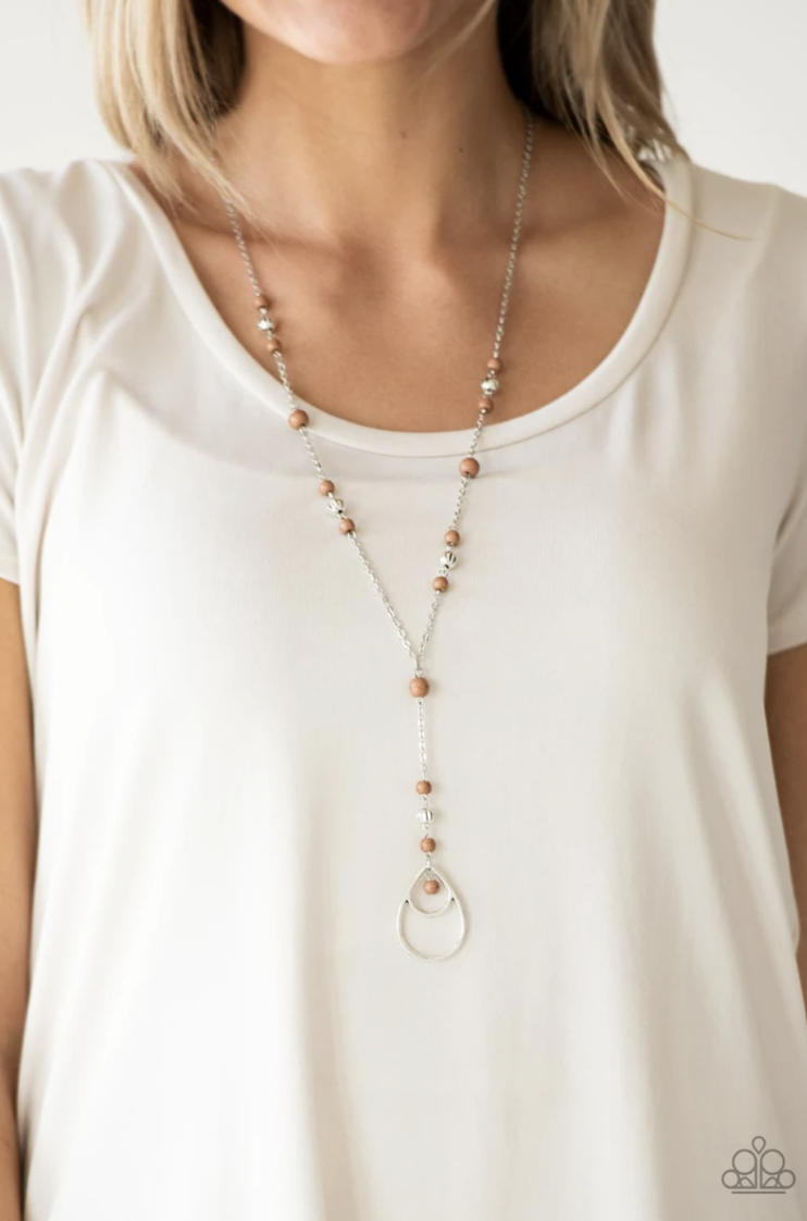 Sandstone Savannahs- Brown and Silver Necklace - VJ Bedazzled Jewelry
