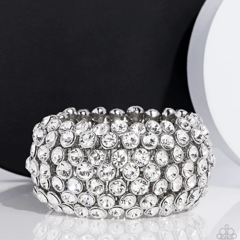 Paparazzi Accessories Playing With Fire” White Bracelet - VJ Bedazzled Jewelry
